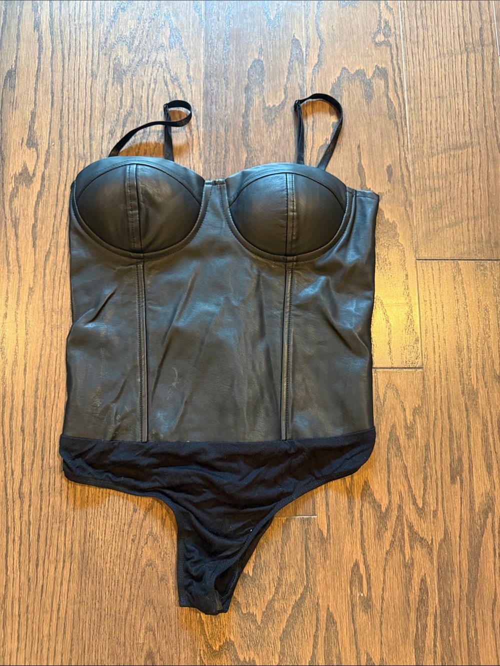 Aqua leather like corset